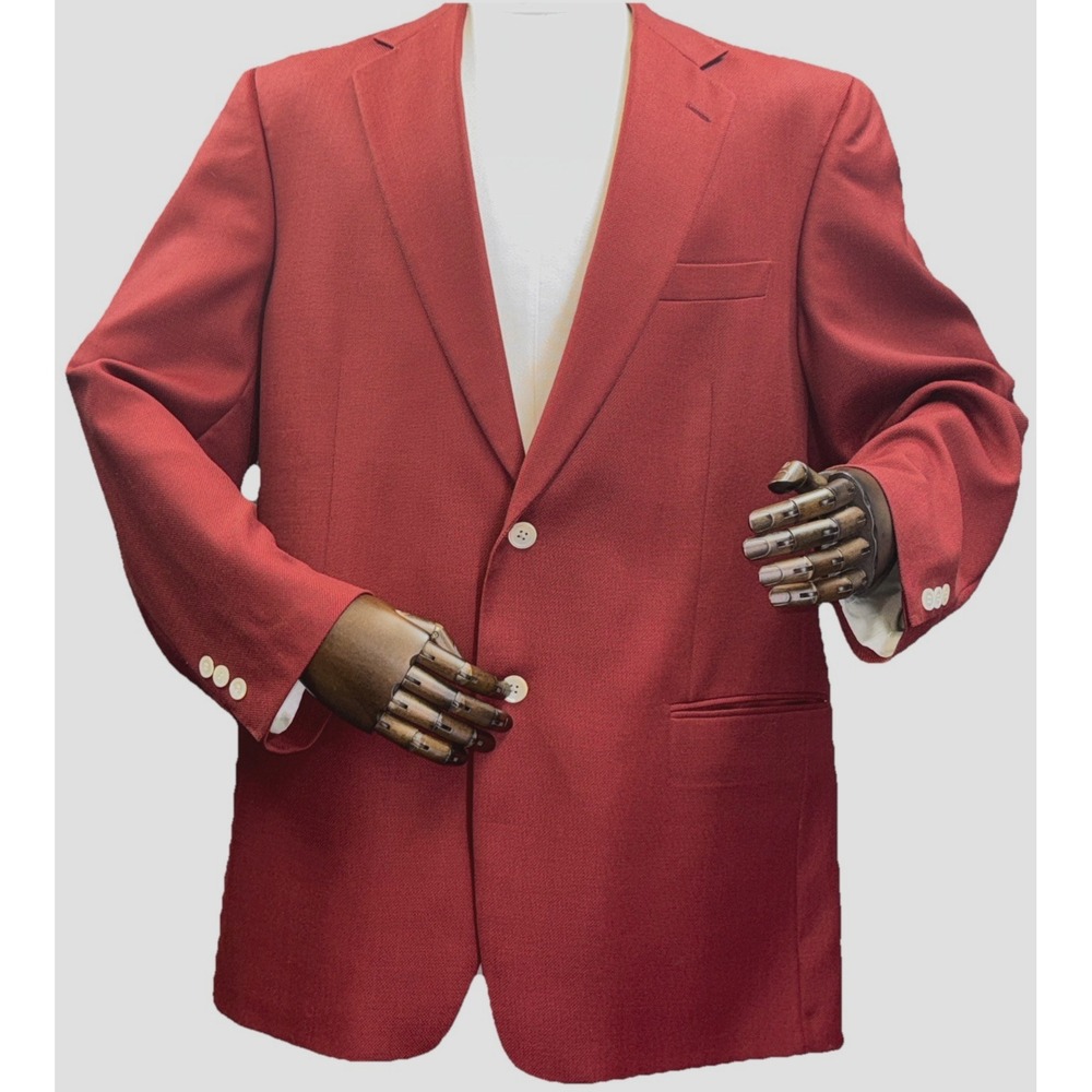 Tallia Uomo 100% Loro Piana & Italy Wool Burgundy Blazer Sport Jacket Size 46L